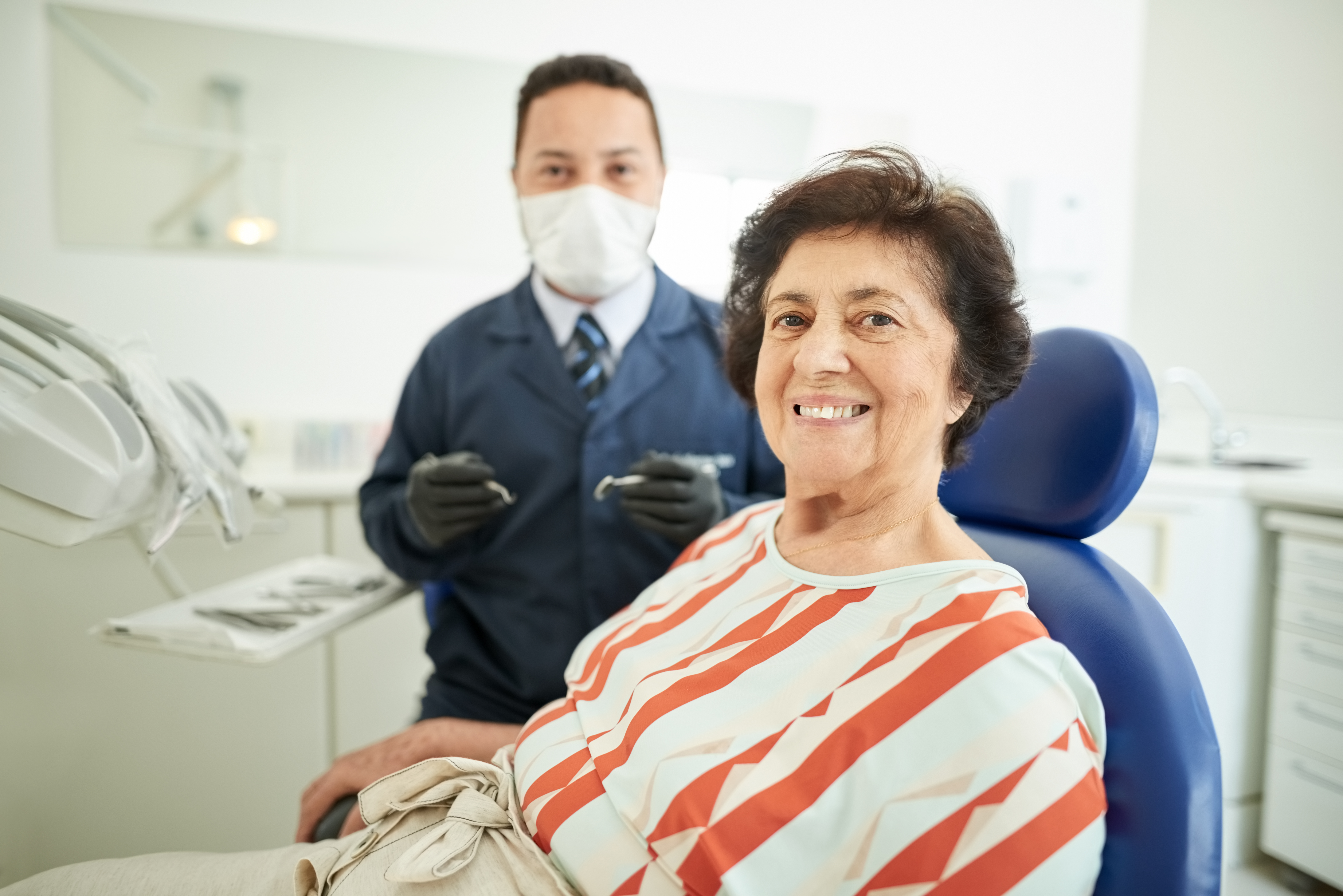 A woman having a dental check up.